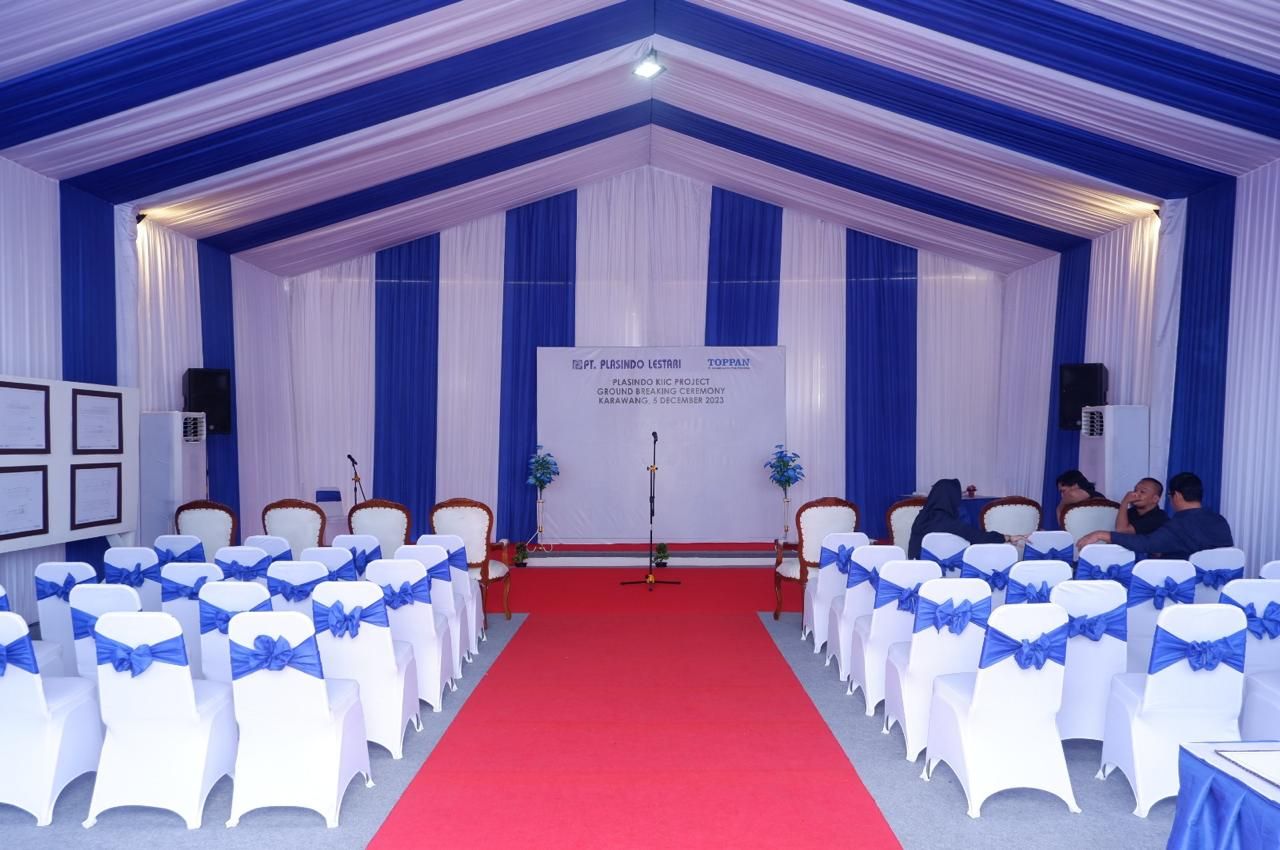 Tenda Dekorasi Salur Biru Putih
